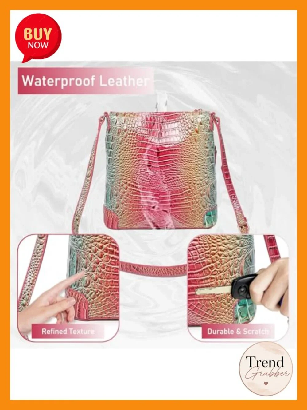 Faux Crocodile Vegan Leather Crossbody Satchel Bag